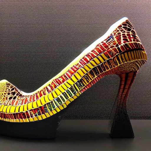 Prompt: high heel shoes in the style of gaudi, highly detailed, studio lighting