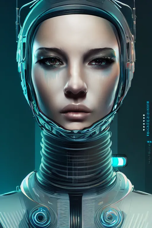 Image similar to a portrait of the cyberpunk android, high - contrast, intricate, elegant, highly detailed, digital painting, artstation, concept art, smooth, sharp focus, illustration