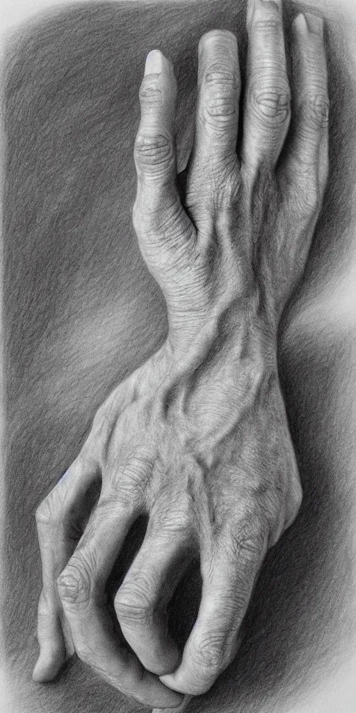 Image similar to hyper detailed pencil drawing of human hand