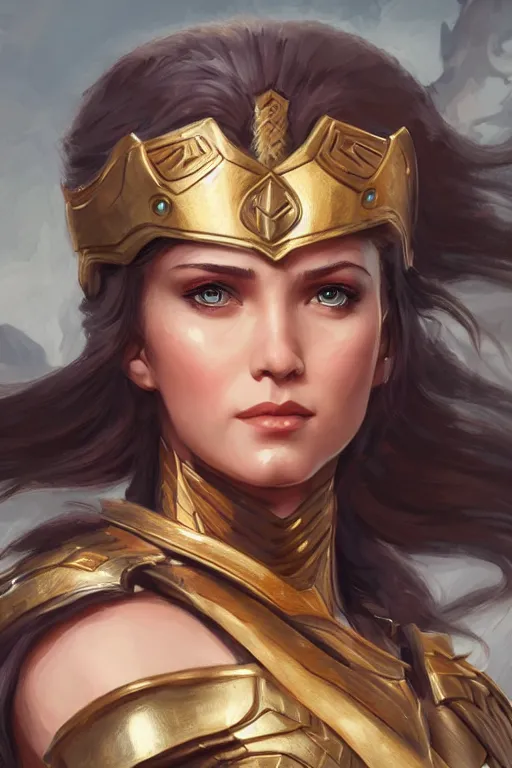 Image similar to amazon valkyrie athena, d & d, fantasy, portrait, highly detailed, headshot, digital painting, trending on artstation, concept art, sharp focus, illustration, art by artgerm and greg rutkowski and magali villeneuve