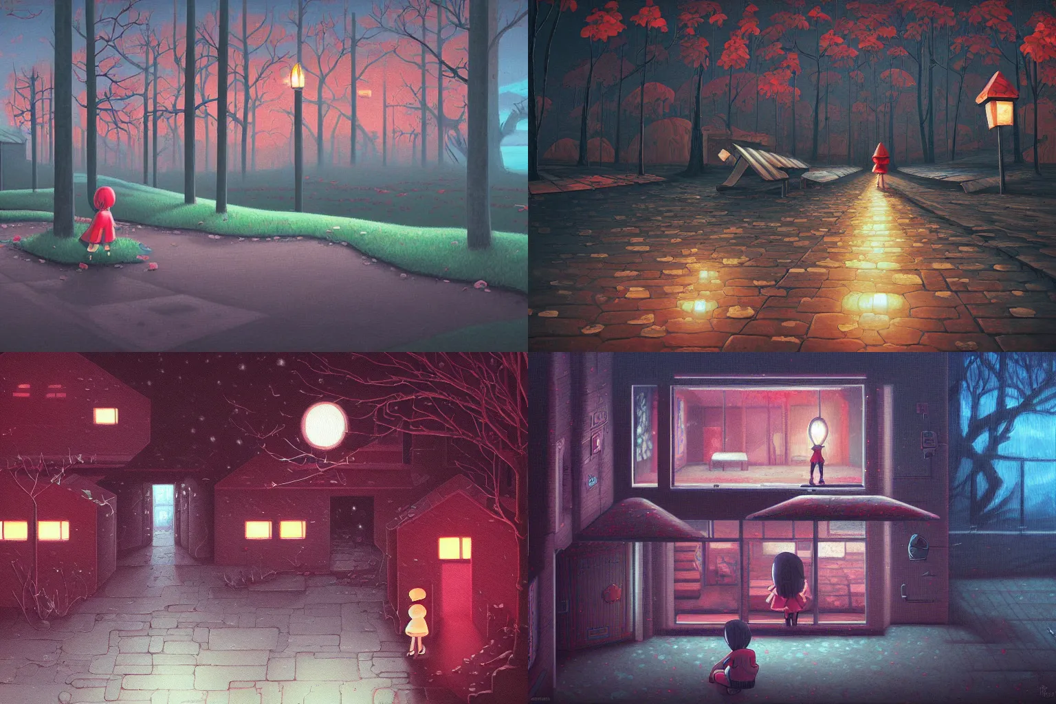 Prompt: infinitely detailed oil painting by emi kuraya of blemished yume nikki lonely scenery yet peaceful, atmospheric, ambient lighting