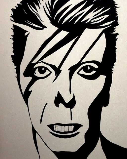 Prompt: David Bowie in Inkwork painting style