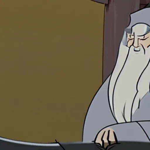 Prompt: A still of Gandalf the grey in the animated series Samurai Jack