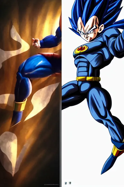 vegeta from dragon ball z fighting with batman, | Stable Diffusion | OpenArt