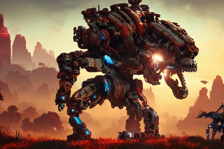 Image similar to scorcher machine mecanical creature robot of horizon forbidden west horizon zero dawn bioluminiscence global illumination ray tracing hdr fanart arstation by ian pesty and alena aenami artworks in 4 k