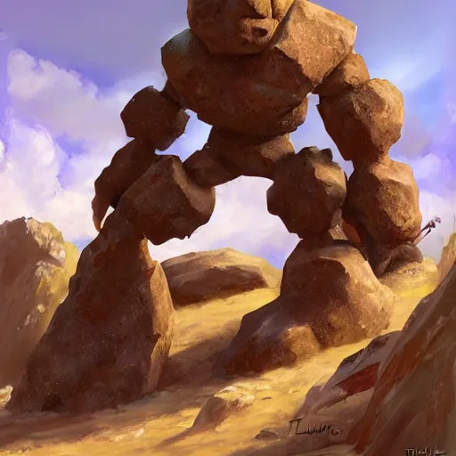 Prompt: a rock golem by titus lunter