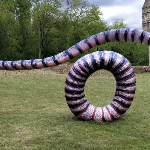 Image similar to giant worm is coiling around a castle