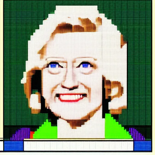 Image similar to intellivision pixel art of hillary clinton from 1 9 8 0