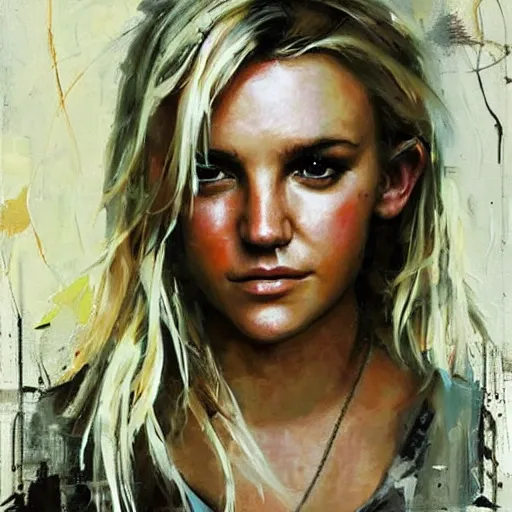 Image similar to jamie lynn spears and britney spears morphed together, hybrid, jeremy mann painting