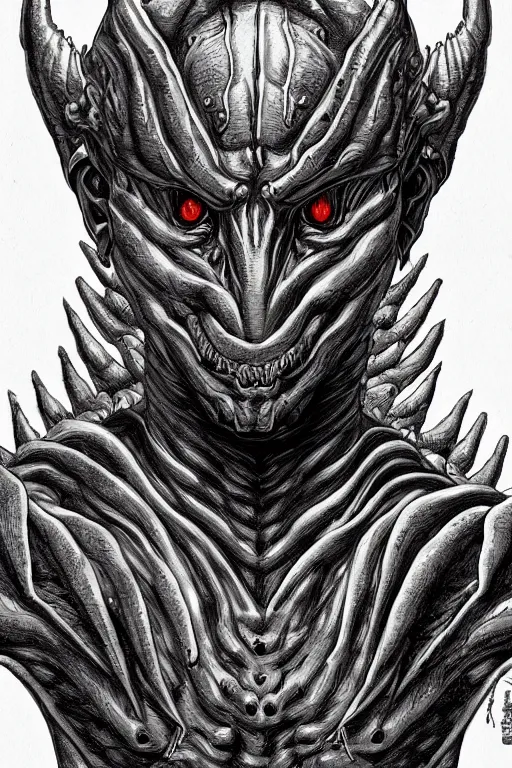 Image similar to pepper humanoid figure monster, symmetrical, highly detailed, digital art, sharp focus, trending on art station, kentaro miura manga art style