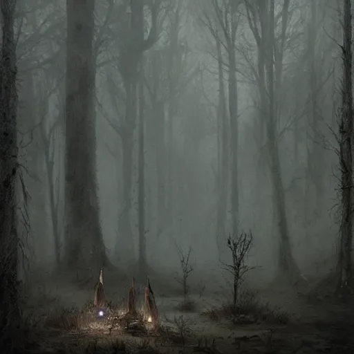 Prompt: elder demons from the abyss in a misty forest, by emil melmoth, by rozalski, by greg rutkowski, cinematic