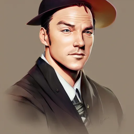 Image similar to An anime portrait of Gene Kelly, by Stanley Artgerm Lau, WLOP, Rossdraws, James Jean, Andrei Riabovitchev, Marc Simonetti, and Sakimichan, tranding on artstation