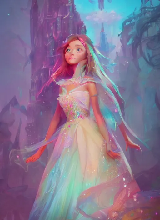 Image similar to detailed full body concept art illustration colorful pastel painting of a Disney princess in full intricate clothing, ultra detailed, digital art, octane render, 4K, dystopian, micro details