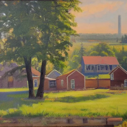 Image similar to beautiful oil painting of bishop hill colony illinois by olaf krans