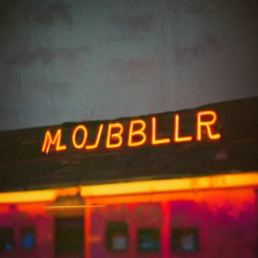 Image similar to double exposure photograph, lovers falling, neon motel