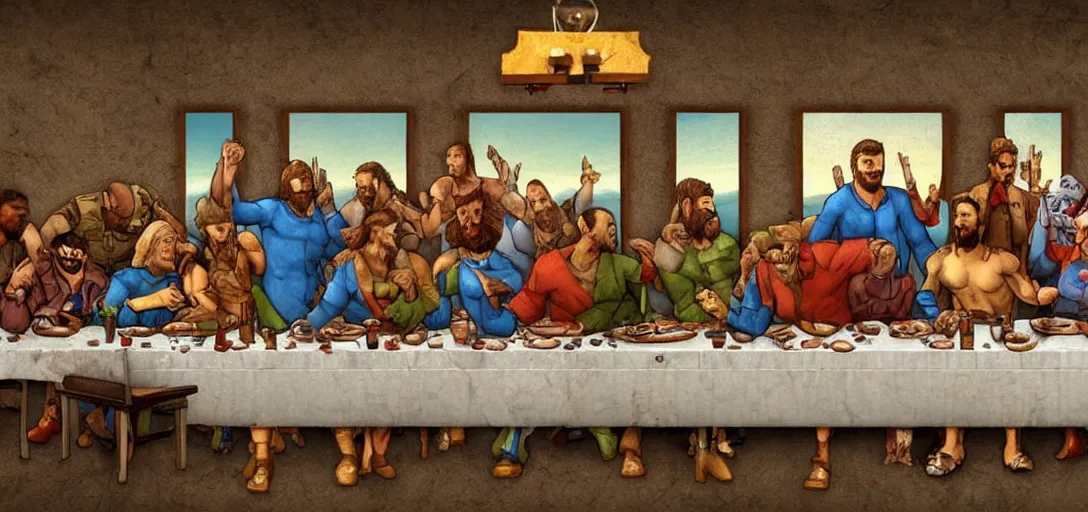 Prompt: The Last Supper but with Fallout characters