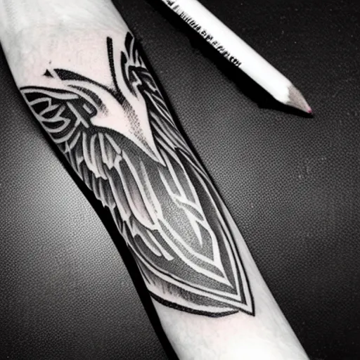 Image similar to tattoo sample stencil. pencil sketch, black and white, hawk