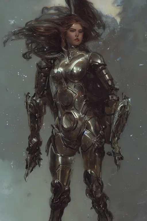 Image similar to portrait full body girl metal armor and metal horse poses by gaston bussiere, anna nikonova aka newmilky, greg rutkowski, yoji shinkawa, yoshitaka amano, moebius, donato giancola, geoffroy thoorens, concept art, trending on artstation, featured on pixiv, cinematic composition, 8 k