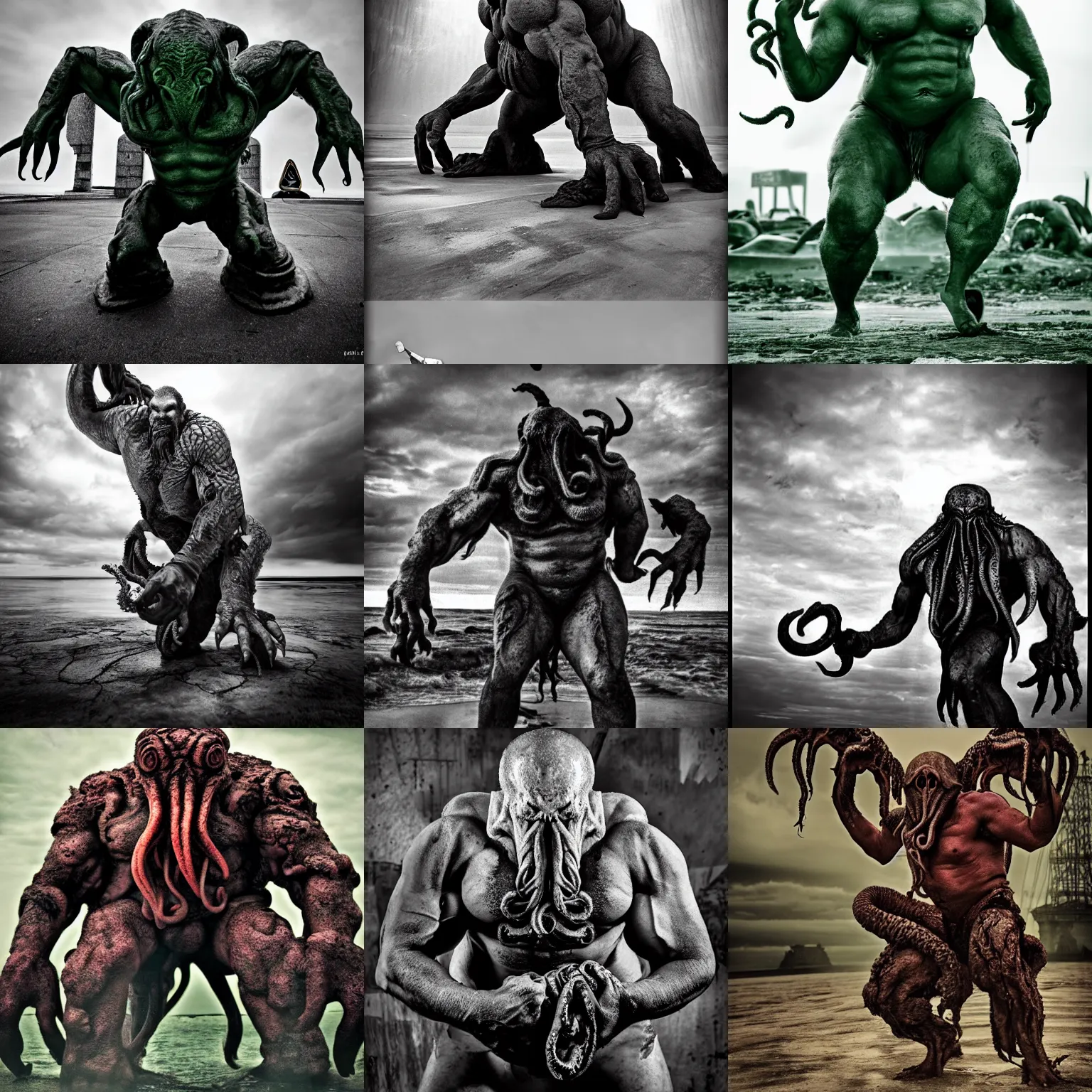 Prompt: cthulhu strongman, photography