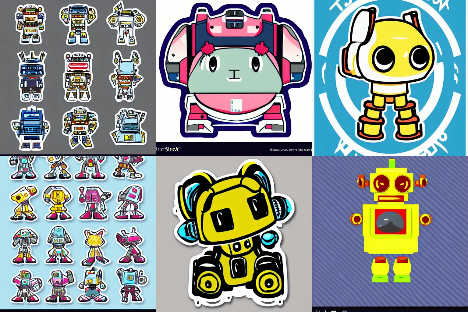 Prompt: kawaii robo mecha llama character sticker design vector