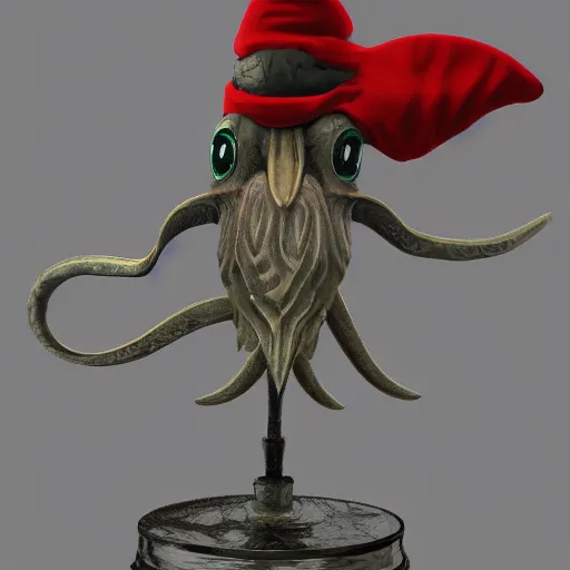 Image similar to harpy squid wearing a fez wielding a sword, realistic, very detailed, intricate, 8k res