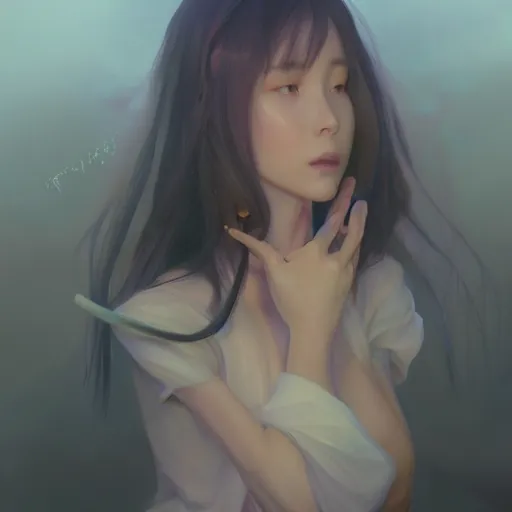 Image similar to beautiful huggy-wuggy from poppy-playtime the video game, Yuumei, Yanjun Cheng, Artgerm and Greg Rutkowski and Alphonse Mucha, studio ghibli, hiyao miyazaki, digital painting, portrait , cinematic lighting, highly detailed, concept art, Atmosphere, illustration, smooth, sharp focus, editor's pickup, trending on artstation, trending on deviantart