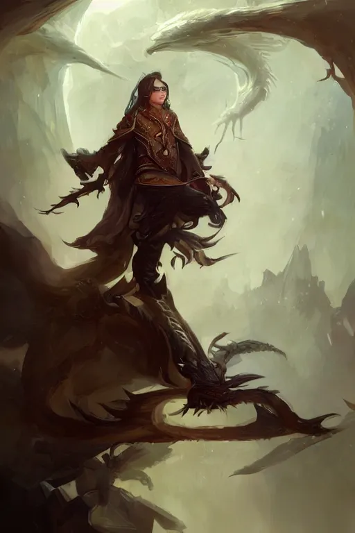 Image similar to portrait elven teenage boy mage long black hair dragon egg digital painting modern fantasy concept art by peter mohrbacher by wlop by ruan jia