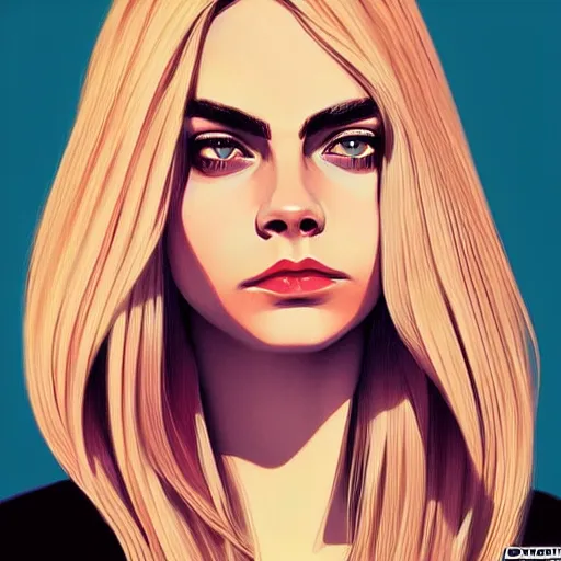 Prompt: portrait of cara delevingne by ilya kuvshinov