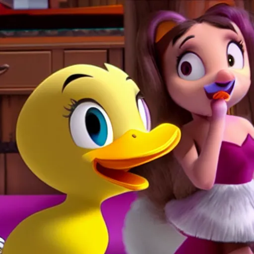 Prompt: ariana grande as a special guest in movie duck tales