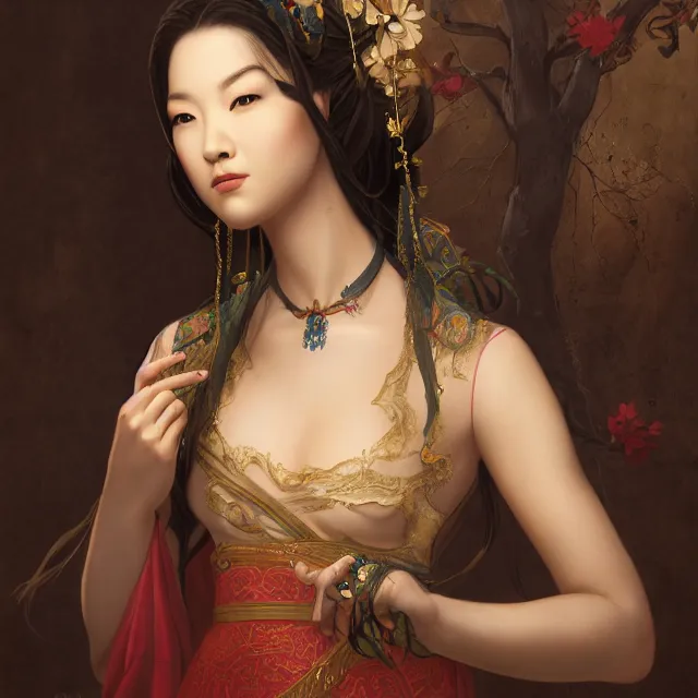 Image similar to beautiful women with oriental faces, character portrait, sharp, digital matte painting, by asher brown durand, trending on artstation