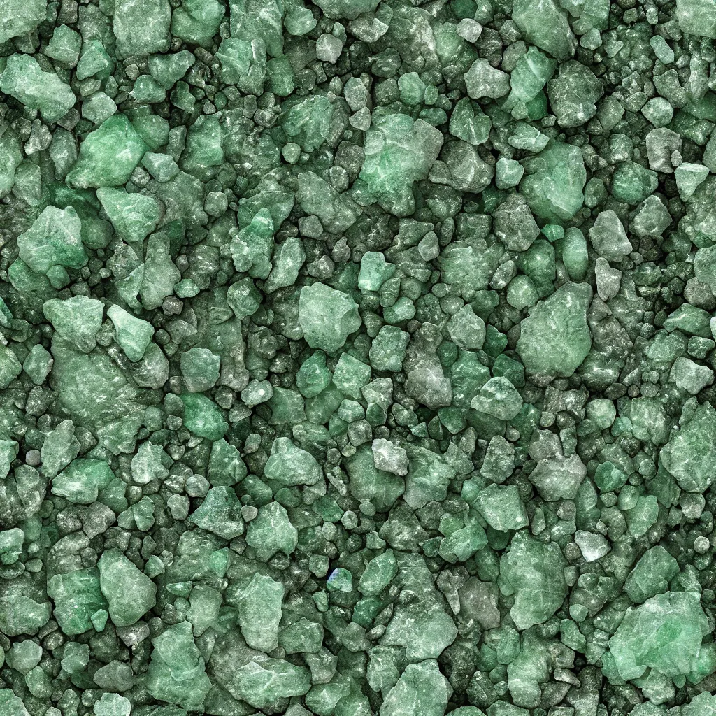 Image similar to long green crystals sticking out of the rock surface, detailed ground terrain albedo texture, flat, 2 d texture, seamless