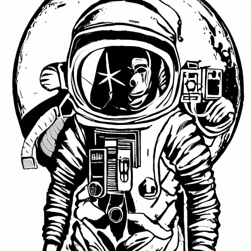 Prompt: monkey astronaut illustration,