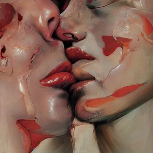 Image similar to lovers, skin, close up, by jenny saville