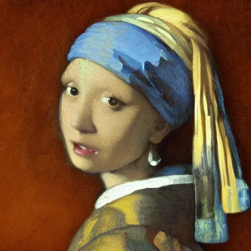 Image similar to Dog with a pearl earring, by Johannes Vermeer, 8k