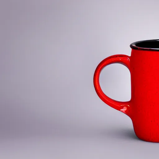 Prompt: photorealistic professional photography of a mug filled with red, opaque slime, taken in a professional studio.