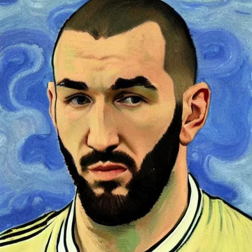 Image similar to benzema real madrid by van gogh