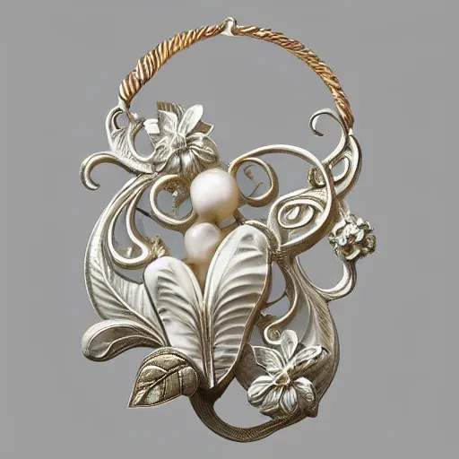 Image similar to hyperrealistic botanical artnouveau construction rene lalique jewelry