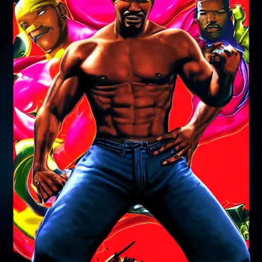 Image similar to portrait of jamie foxx in double dragon video game splash screen