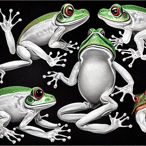 Image similar to full page antique lithograph of humanoid frogs, White background, art print, clean brush stroke, realistic highly detailed, 8k post-processing highly detailed, rendered by octane engine, esty