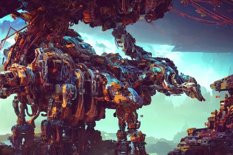 Image similar to snapmaw machine mecanical creature robot of horizon forbidden west horizon zero dawn bioluminiscence global illumination ray tracing hdr fanart arstation by ian pesty and alena aenami artworks in 4 k