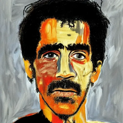 Image similar to frank zappa portrait painted by jean michel - basquiat