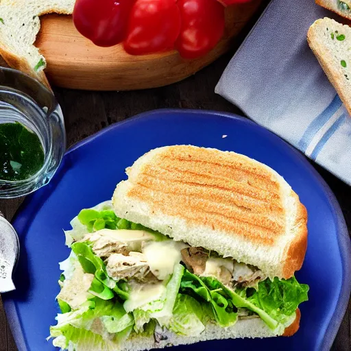 Prompt: a caesar salad sandwich, cookbook photo