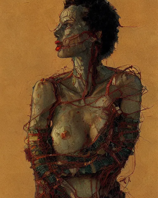 Prompt: portrait of a hive mind by greg rutkowski in the style of egon schiele