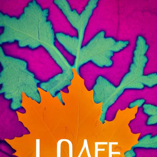 Image similar to bright colored, surreal, modern, text, leafs