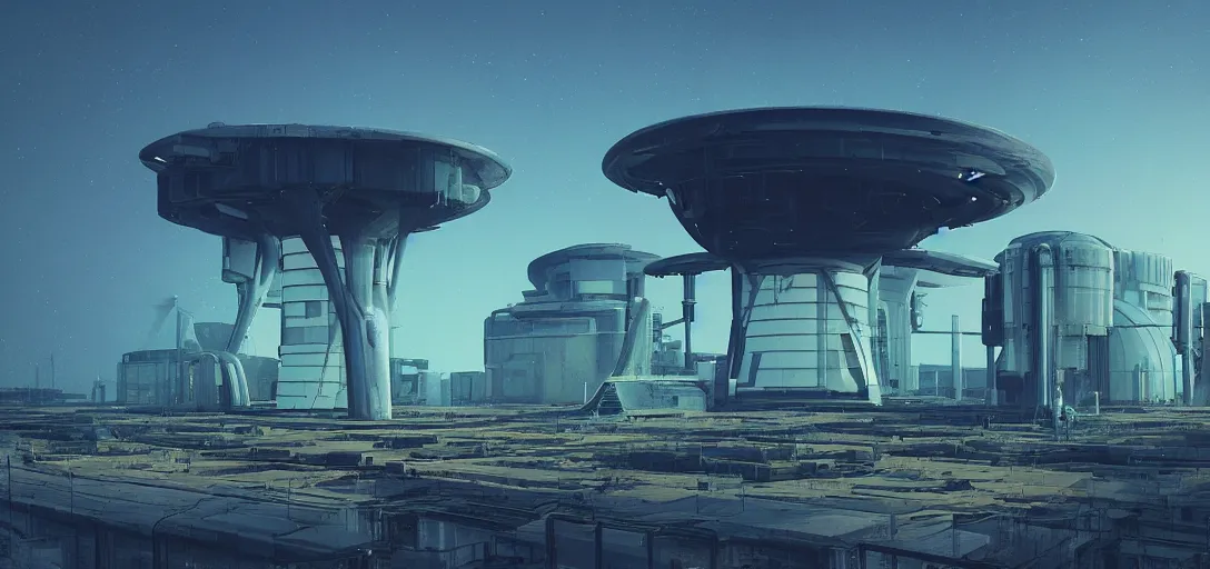 Prompt: futuristic abandoned solarpunk power station, sci - fi, digital art by beeple