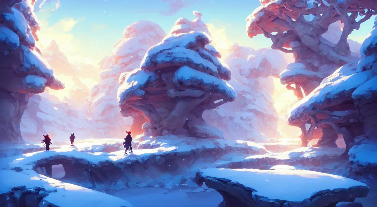 Prompt: beautiful winter landscape, in marble incrusted of legends heartstone official fanart behance hd by Jesper Ejsing, by RHADS, Makoto Shinkai and Lois van baarle, ilya kuvshinov, rossdraws global illumination