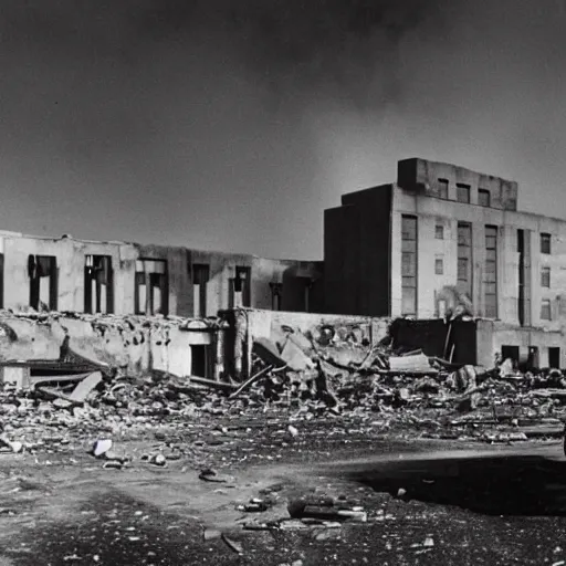 Image similar to university campus after a nuclear attack, circa 1 9 4 5, hd, award - winning