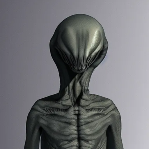 Image similar to alien grey, tall, very thin, terrifying, grimdark, photorealistic