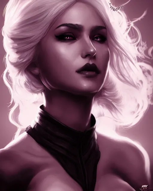 Image similar to black crimson ink smoke portrait of ciri, artgerm, wlop, artstation