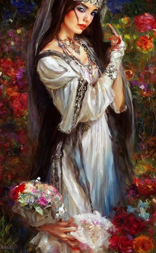 Prompt: Gypsy gothic princess. by Konstantin Razumov, horror scene, highly detailded